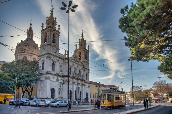 Λισαβόνα Πορτογαλία Φεβρουαρίου 2022 Άποψη Της Εκκλησίας Estrela Στο Κέντρο — Φωτογραφία Αρχείου