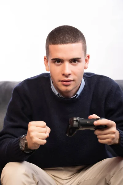 Young Men Playing Video Games Leisure Time — Stock Photo, Image