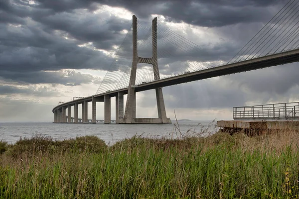 Pemandangan Jembatan Vasco Gama Distrik Expo Lisbon Portugal — Stok Foto