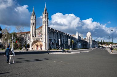 Lizbon, Portekiz. 23 Nisan 2022. Lizbon şehir merkezindeki Jeronimos Manastırı, Portekiz
