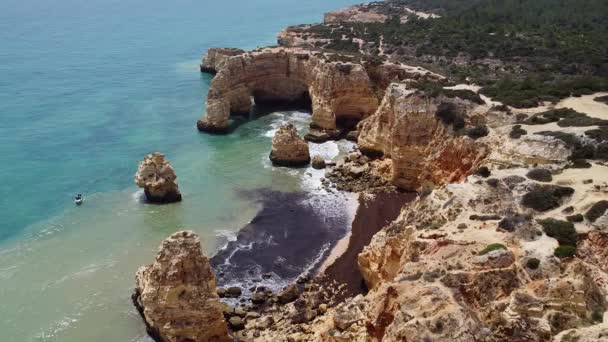 Kilátás Marinha Strand Algarve Portugália — Stock videók