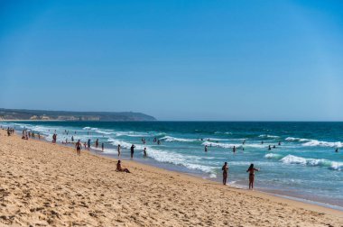 Sesimbra, Portugal. 20 July 2022. Lagoa de Albufeira beach in Sesimbra Portugal.