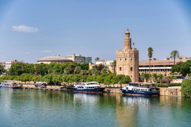 Sevilla, İspanya. 29 Ağustos 2022 İspanya 'nın merkezindeki Sevilla manzarası