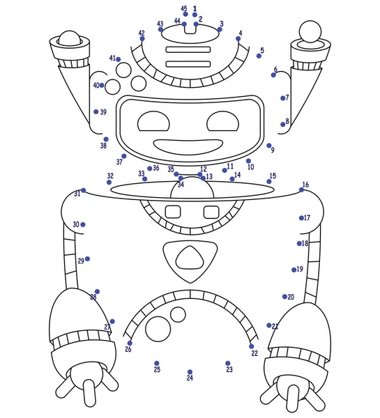 Jeu Éducatif Pour Enfants Reliez Les Points Coloration Robot Volant — Image vectorielle