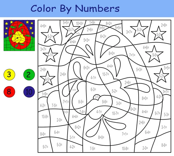 Lernspiel Für Kinder Färbung Nach Zahlen Osterei Mit Blume — Stockvektor