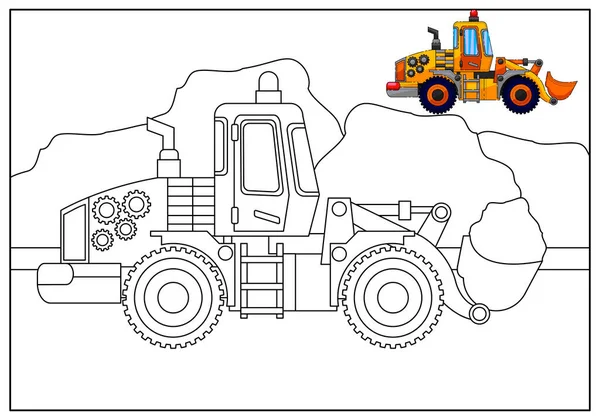 Tareas Desarrollo Los Niños Para Colorear Tractor — Vector de stock