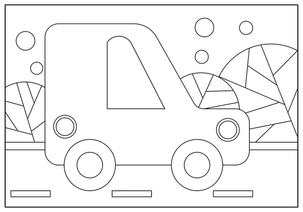 Children Educational Game Logic Tasks Coloring Book Car — Image vectorielle