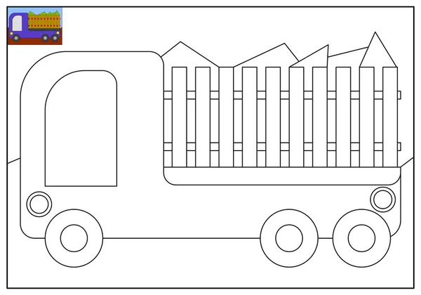 Children Educational Game Logic Tasks Coloring Book Car — Vector de stock