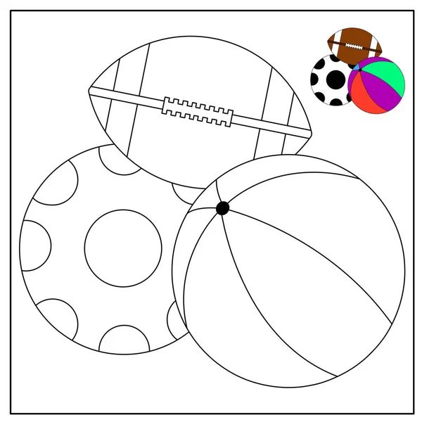 Children Educational Game Logical Tasks Coloring Book Ball — ストックベクタ