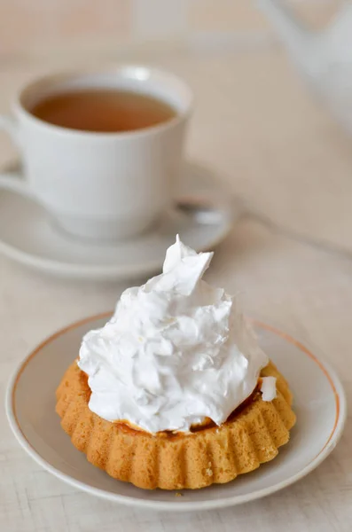 Cup Coffee Whipped Cream Chocolate Icing — Stock Photo, Image