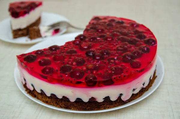 Red Velvet Cake Raspberries Chocolate — Stock Photo, Image