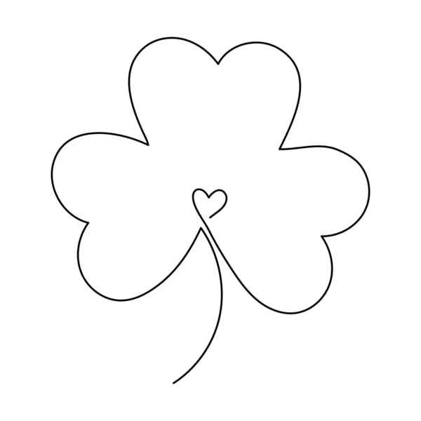 One line drawing. Continuous line art. Clover leaf or shamrock. Hand drawn minimalistic design for simple logo, icon or emblem for St. Patrick Day.