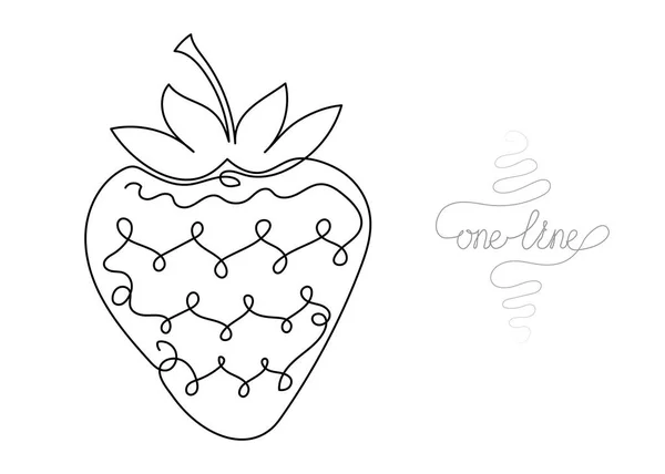 Single line drawing. Continuous one line art. Strawberry fruit. Hand drawn modern minimalistic design for creative logo, icon or emblem.