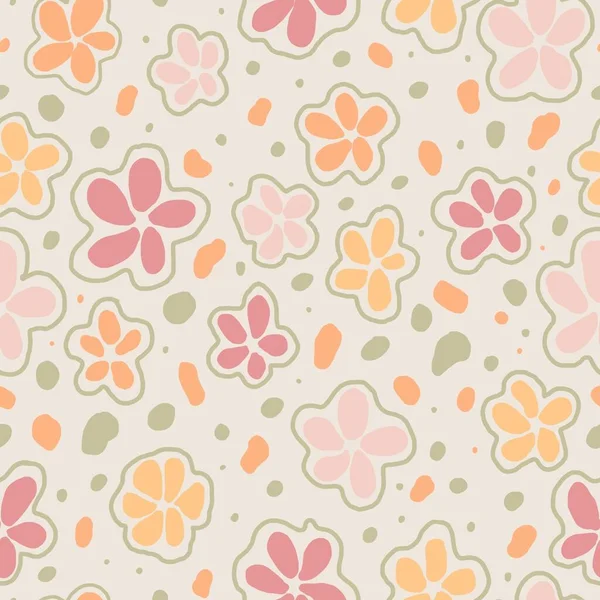 Pembe turuncu pastel çiçek. Kusursuz bir arka plan modeli. el çizimi arkaplan çizimi