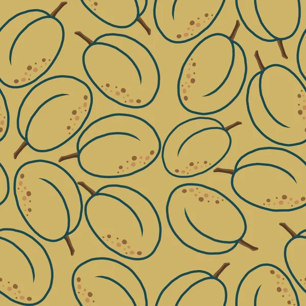 Erikli el çizimi desen. Kusursuz bir arka plan modeli. Meyve kırsal illüstrasyon