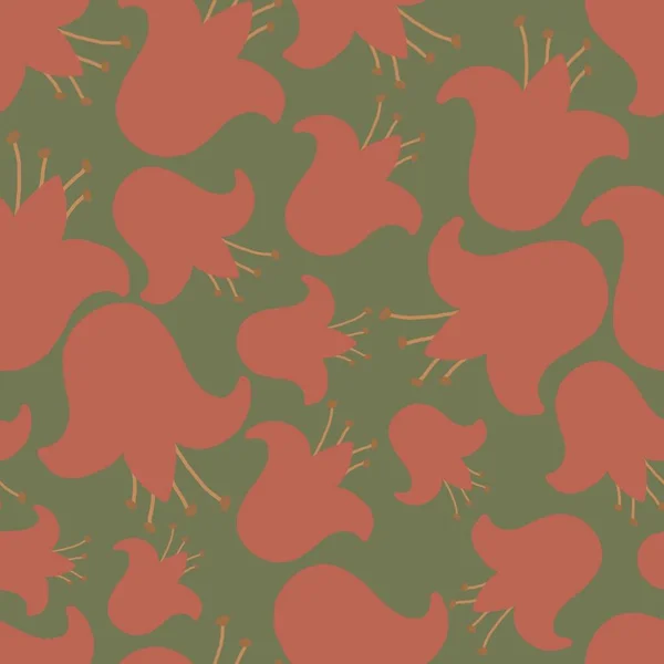 Kırmızı tuğla çiçek arka planı. Kusursuz bir arka plan modeli. el çizimi arkaplan çizimi