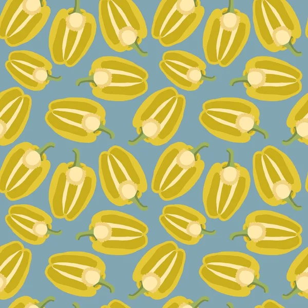 Sarı biberli el çizimi desen. Kusursuz bir arka plan modeli. Sebzeler kırsal illüstrasyon