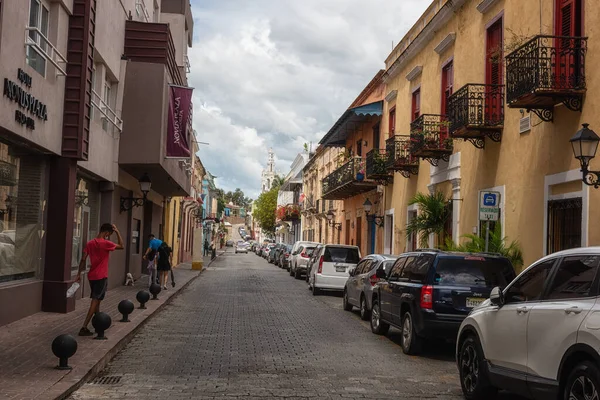 Santo Domingo Repubblica Dominicana Febbraio 2021 Veduta Panoramica Strada Soleggiata — Foto Stock