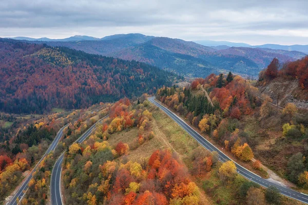 Landschappelijk Uitzicht Kleurrijke Herfst Beboste Bergen Bergpas Natuurlandschap Karpaten Buitenreisachtergrond — Stockfoto