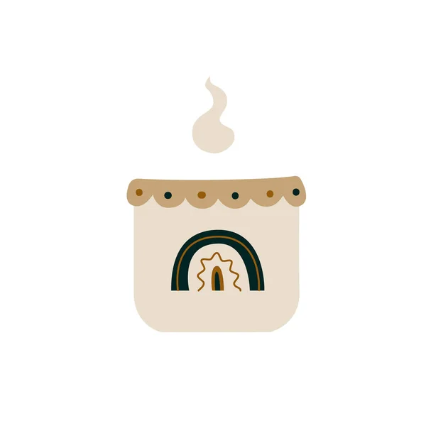 Керамическая Кружка Изображением Радуги Горячим Напитком Фарфоровая Чашка Чаем Кофе — стоковый вектор