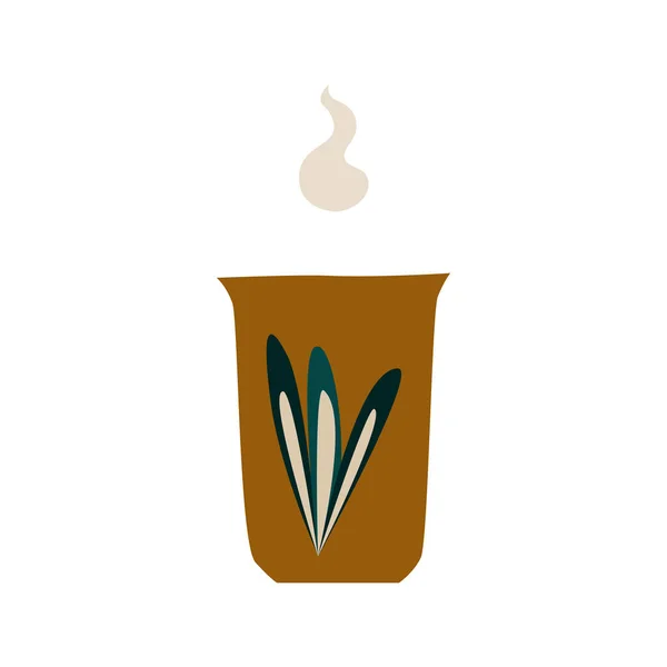 Керамическая Кружка Горячим Напитком Фарфоровая Чашка Чаем Кофе Дымом Паром — стоковый вектор