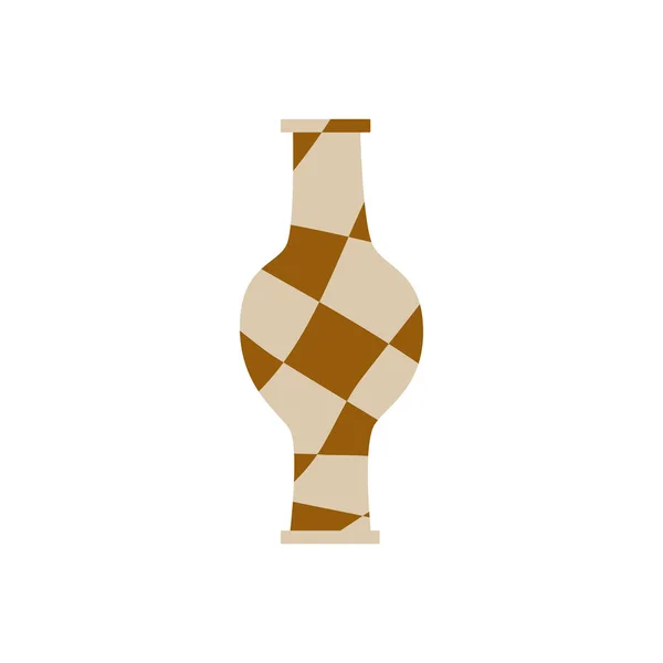 Векторная плоская керамическая ваза, изолированная для цветов на белом фоне. Естественные цвета. — стоковый вектор