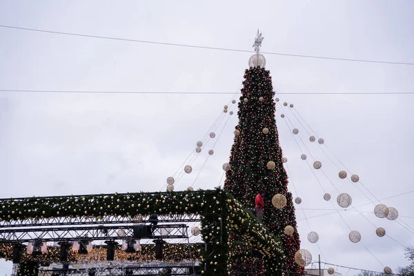 2021 Kiev Ucrania Árbol Navidad Cerca Catedral Sofía —  Fotos de Stock