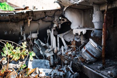 KYIV, UKRAINE - August 21, 2022: Parade before Independent Day of Ukraine with Close up of destroyed military equipment of the russian invaders in the center of the Kyiv.