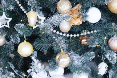 Yakın plan Noel ağacı arka planı, seçici odak, yüksek anahtar