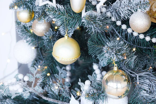 Closeup Christmas tree background, selective focus, high key Stock Image