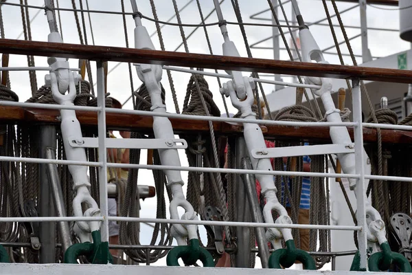 Turnbuckles Tensioning Shrouds Great Sailing Ship — Stock Photo, Image