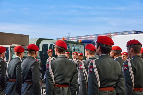 Vienna Ausztria Október 2021 Katonai Parádé Osztrák Hadsereggel Hofburg Palotában — Stock Fotó