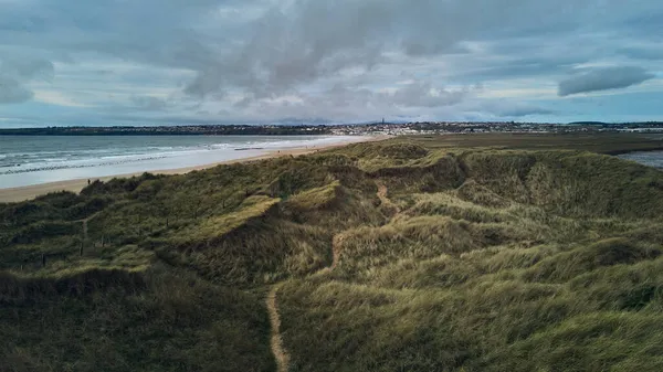 Widok Lotu Ptaka Wydmy Tramore Waterford Ireland Sandhills Naturalny Park — Zdjęcie stockowe