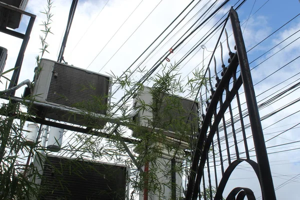 Construindo Sistema Estrutural Com Máquina Fria Instale Atrás Parede — Fotografia de Stock