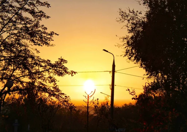 Coucher Soleil Dans Ciel Orange — Photo