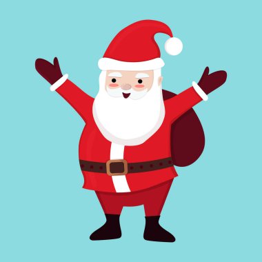 Sevimli, mutlu Noel Baba karakteri çizgi film tarzı. Noel, Yeni Yıl, kış tatili temsili izole edilmiş. Kış tasarımı için element