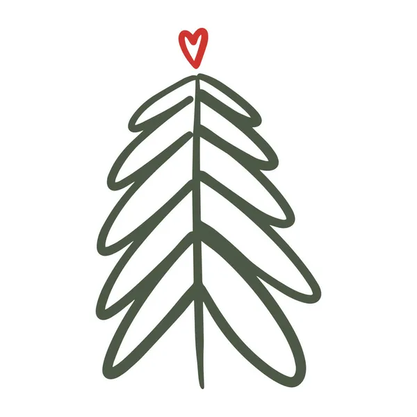 Simple Arbre Noël Minimaliste Dessiné Main Doodle Enfantin Nouvel Festif — Image vectorielle