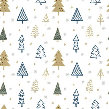 Şirin kış tatili çocuksu, çocuksu, minimalist elle çizilmiş Noel ağacı karalaması. Güzel yeni yıl çocukları saf arka plan tasarımı, tekstil baskısı