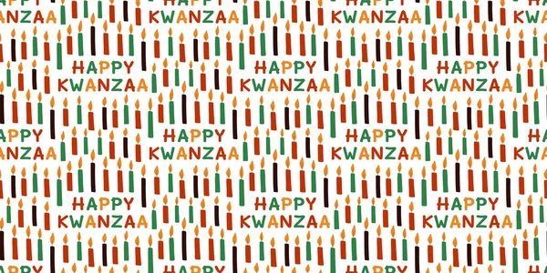 Mutlu Kwanzaa ve mumlarla Kwanzaa için kusursuz bir şablon. Afrikalı Amerikalı etnik kültür bayramı. Tebrik kartı, davet, paket kağıdı için renkli parlak arkaplan.