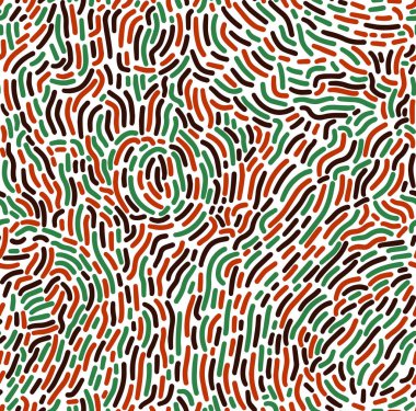 Geleneksel Afrika renklerinde rastgele çizgilerle soyut, pürüzsüz desenler. Beyaz arka planda kırmızı, siyah, yeşil. Kwanzaa için etnik zemin, Siyahi Tarihi Ayı, Haziran.