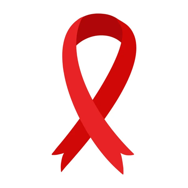 Nastro Rosso Emblema Simbolo Della Consapevolezza Dell Aids Hiv Isolato — Vettoriale Stock