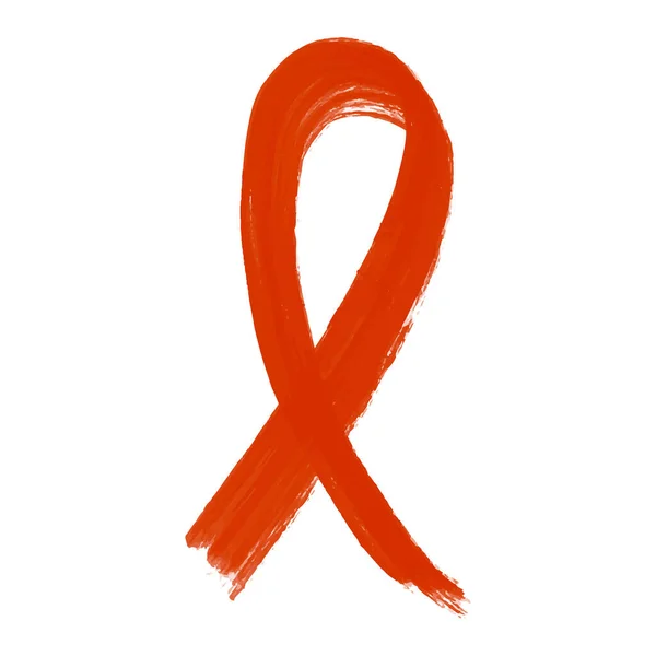 Fita Vermelha Símbolo Emblema Para Consciência Hiv Aids Grunge Texturizado —  Vetores de Stock