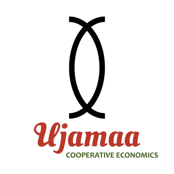 Kwanzaa 'nın 7 prensibi - 4. Gün - Ujamaa - Kooperatif Ekonomi. Kwanzaa 'nın geleneksel sembolleri, Afrika kökenli Amerikan bayramı kutlaması. Vektör illüstrasyonu beyaz arkaplanda izole edildi.