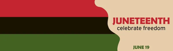 Haziran bayrağı - Haziran Ulusal Bağımsızlık Günü, Afro-Amerikan kültür kutlaması. Bükücü Pan Afrika bayrağıyla vektör illüstrasyonu