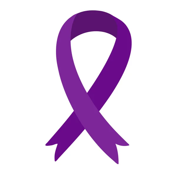 Purple Ribbon Emblem Symbol Dementia Awareness Month Alzheimers Disease Isolated — Stock Vector