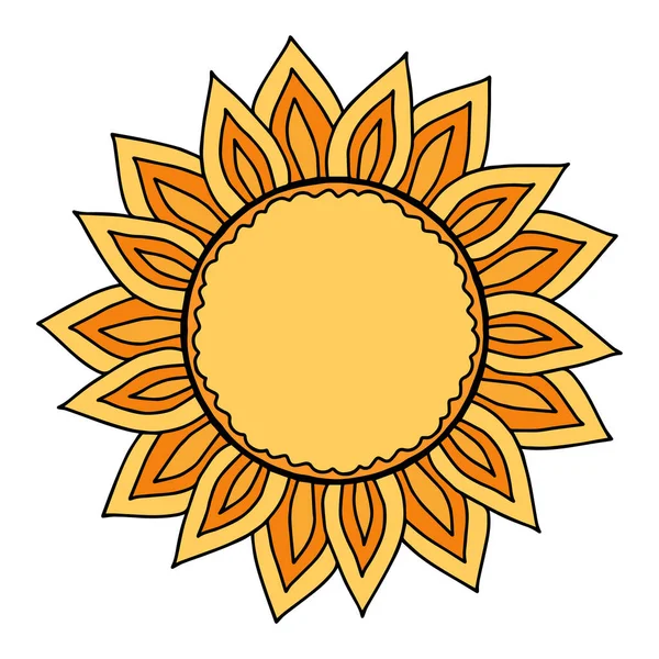 Illustration vectorielle de l'icône stylisée du soleil pour les vacances rousiennes Shrovetide ou Maslenitsa. Art folklorique, symbole traditionnel de la semaine des crêpes — Image vectorielle