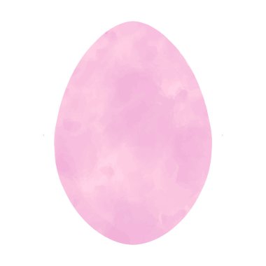 Pastel şeftalili pembe paskalya yumurtasının suluboya desenli vektör çizimi. El boyası kaynak suyu renk klipsi sanat elementi beyaz arkaplanda izole edildi.