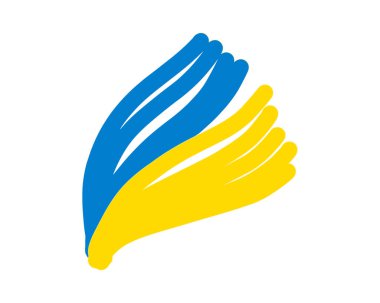 Ukrayna bayrağı karalaması - sarı ve mavi yatay şeritler. El çizimleri, renk çizgileri, Ukrayna sembolü