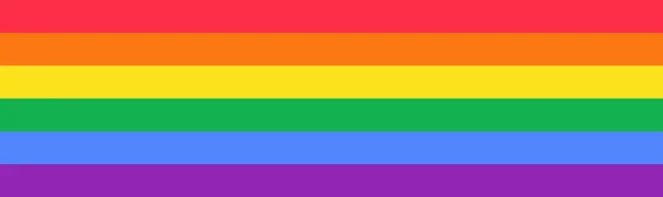 Bandeira longa horizontal colorida nas cores da bandeira do orgulho gay do arco-íris LGBT. LGBTQ orgulho gay logotipo vetor ilustração. Projeto de fundo para o mês do orgulho. — Vetor de Stock