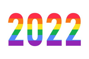 2022, gökkuşağı LGBTQ bayrak renkleri beyaza izole edildi. LGBTQ 'nun vektör logosu Eşcinsel Gurur Ayı, Tarih Ayı